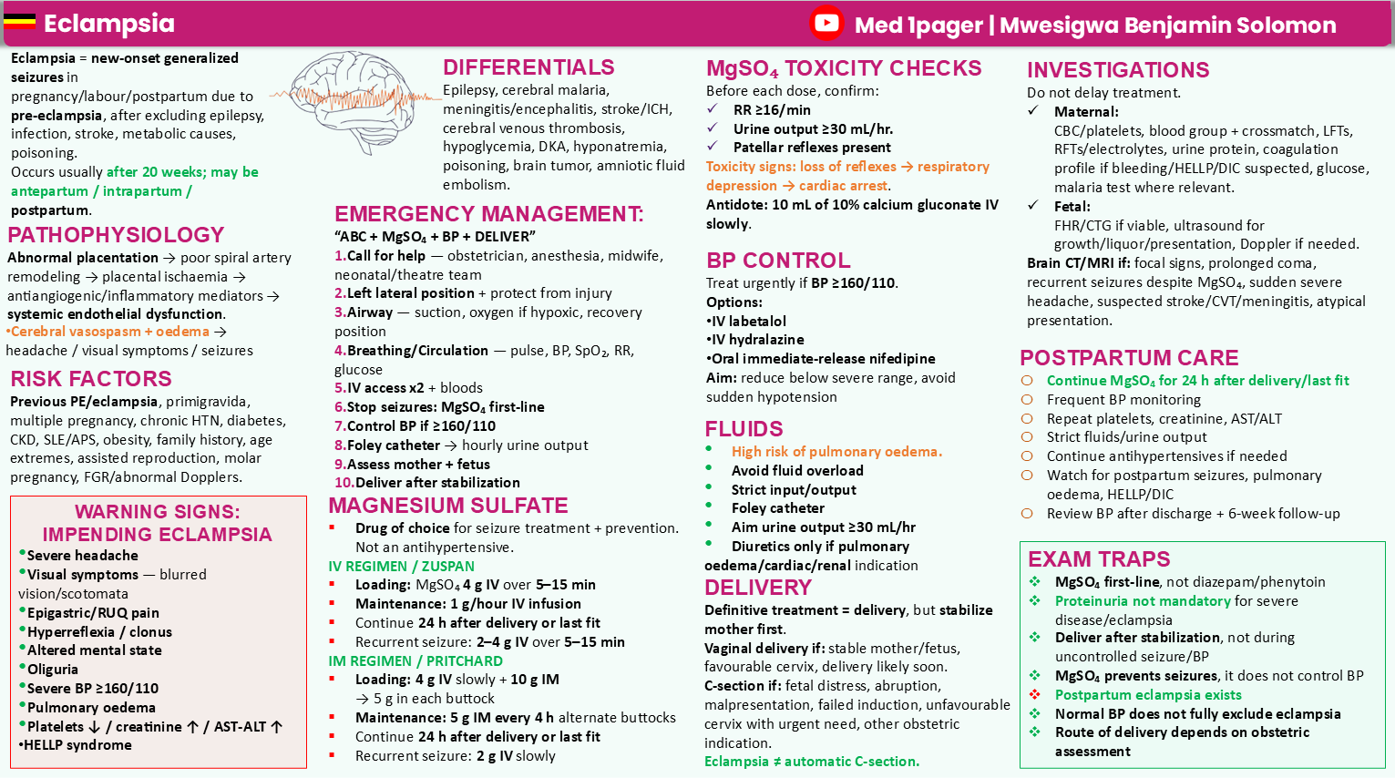 Eclampsia one-page medical summary
