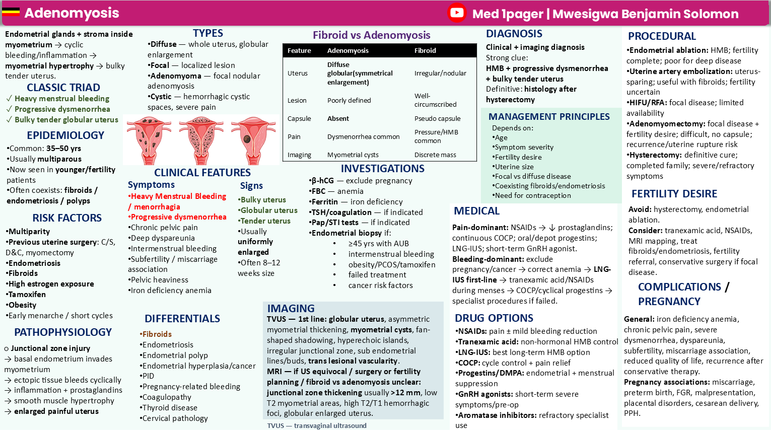 Adenomyosis one-page medical summary